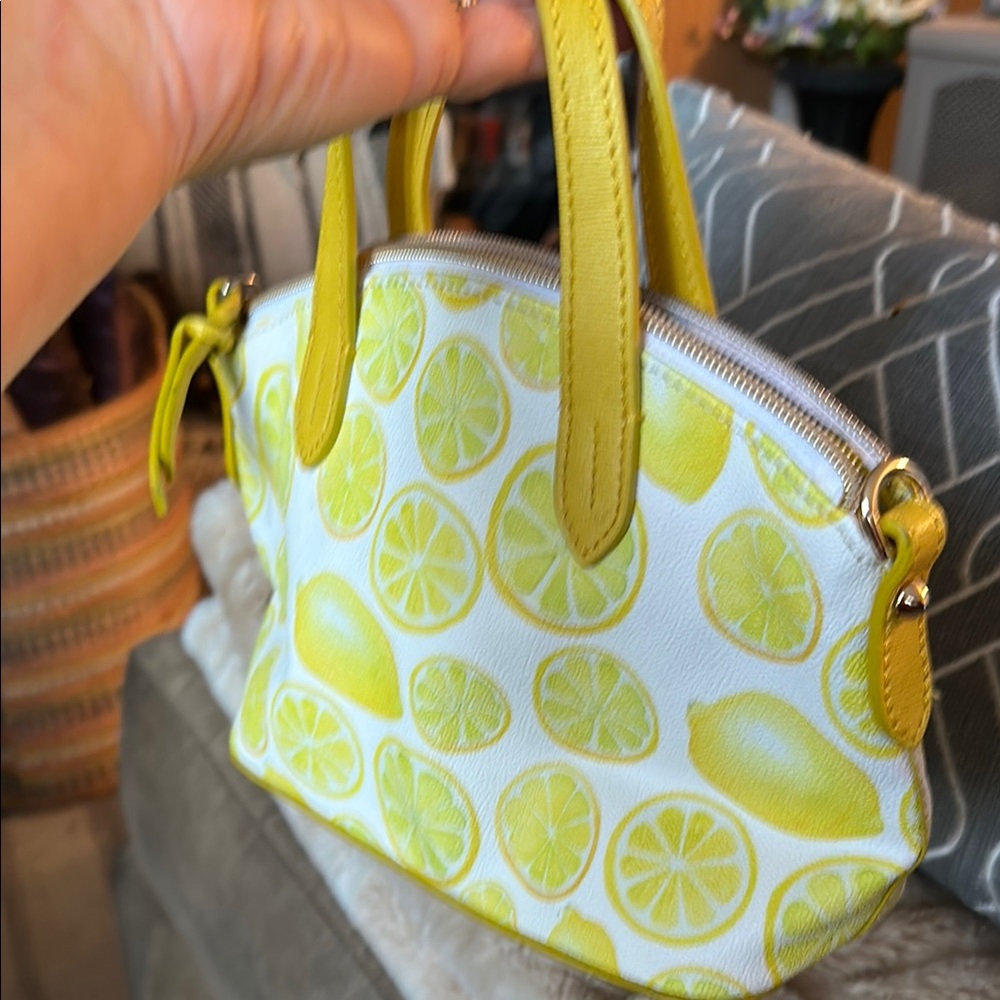 Dooney & Bourke Yellow and White Citrus Satchel - Picture 4 of 5